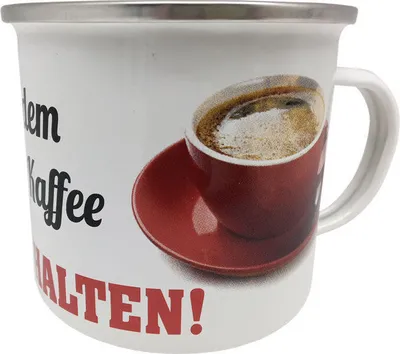 Produktbild von Emaille Becher 0,5 L - Vor dem ersten Kaffee - Klappe halten, EB 06