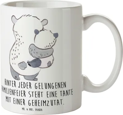 Produktbild von Mr. & Mrs. Panda Kaffeetasse Tante Geheimzutat - Weiß - Geschenk, Rezept, Neffe, Lachen, Geschenke, Dekoration, Pott, Becher, Kaffeebecher, tasse für büro, Feier, Freude