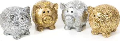 Productafbeelding van Geluksvarkentjes - Set van 4 - Mini geluksbrengers zilver - Goud - Oud en nieuw - Nieuw jaar - Geluk examen - Eindexamen