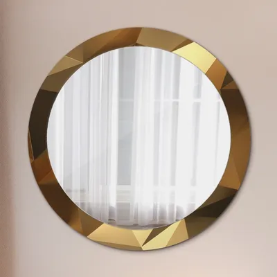 Produktbild von Ø80cm Modern Spiegel - Wandspiegel Wandmontage- Schlafzimmer - Gold Abstrakt