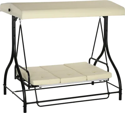 Produktbild von Schaukelbank, Hollywoodschaukel mit Sonnenschutz, Gartenschaukel, Verandaschaukel, 3 Sitze, Schaukelbett