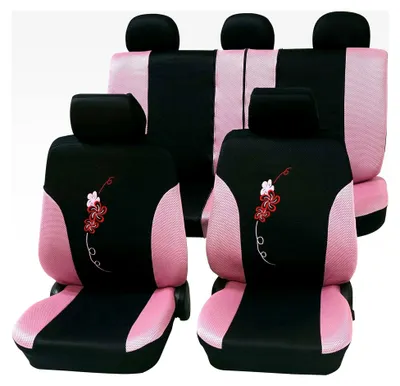 Produktbild von Universelle Autositzbezüge Komplettset 17-teilig - Blumenmuster pink, Eco Class mit SAB 1 Vario Plus
