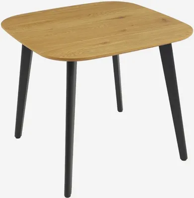 Produktbild von sweeek - Quadratischer Esstisch im Holzlook mit schwarzen Metallbeinen für 4 Personen - Eichenfarben