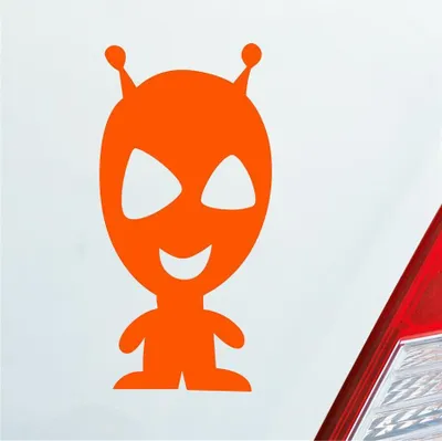 Produktbild von Auto Aufkleber lustiger Alien Außerirdischer All Comic 12x6 cm Orange Sticker Heckscheibenaufkleber