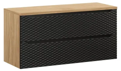 Produktbild von Badezimmer-Set YOKA schwarz: Waschtischunterschrank mit Schubladen 120 cm + Waschtischplatte