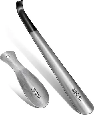 Produktbild von Famanu Schuhanzieher Metall 42CM - Kurzer Schuhanzieher Metall 19CM - Silber Edelstahl Schuhanzieher