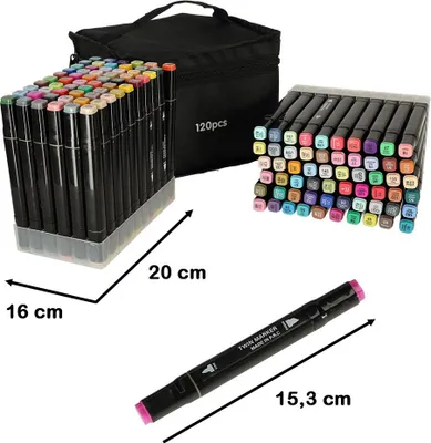 Produktbild von Doppelseitige Alkoholmarker im Etui 120 + Ständer