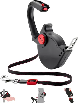 Obrázok produktu pre Dogxi vodítko pre psov s navijakom 5 m pes 25 kg sklopná rukoväť upevnenie pásu v aute