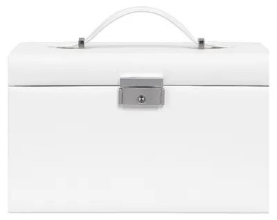 Immagine prodotto di Scatola portagioie con 2 cassetti, portatile, con serratura | Bianco | 26x18x17 cm