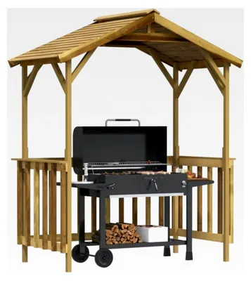 Produktbild von Grillpavillon Gartenpavillon Holzunterstand Grillüberdachung für Terrasse und Garten Kiefernholz imprägniert 163,5x93x210 cm