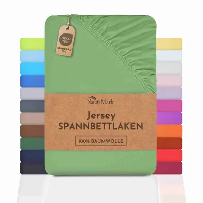 Produktbild von Jersey Spannbettlaken Spannbetttuch, 100% Baumwolle, 120x200cm, Jade