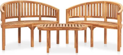 Produktbild von 3-tlg. Garten-Lounge-Set Massivholz Teak
