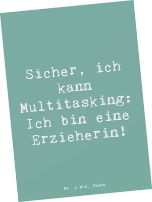 Produktbild von Mr. & Mrs. Panda Postkarte Spruch Erzieherin Multitasking - Meeresbrise - Geschenk, Beruf, personalisierte Geschenke, für Berufstätige, Lernen, Grußkarte, Berufspassion