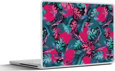 Produktbild von MuchoWow® Laptop Aufkleber Sticker Cover Blätter - Hawaii - Design - Rosa - Blau 30x22 cm - Laptop-Sticker