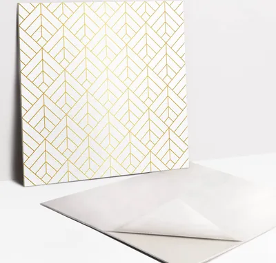 Obrázok produktu pre Samolepiace vinyleové dlaždice - Nálepky na Stenu - Podlahu - Sada 9 Kusov - 30x30 cm - Zlatá geometrie