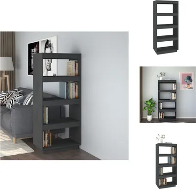 Produktbild von vidaXL Bücherregal/Raumteiler Grau 60x35x135 cm Massivholz Kiefer -  Bücherregale & Bücherschränke