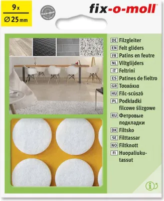 Produktbild von Filzgleiter rund 25mm weiß fix-o-moll