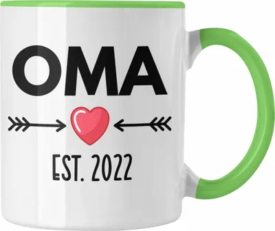 Produktbild von Trendation - Oma 2022 Du Wirst Oma Geschenk Schwangerschaft Verkünden Omi Überraschung Baby Kaffeetasse (Grün)