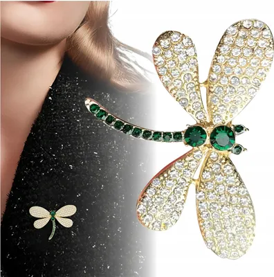 Produktbild von EDIBAZZAR | Dekorative goldene Libellenbrosche mit Zirkonia-Kristallen, elegante Anstecknadel