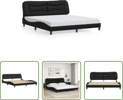 Produktbild von The Living Store Bettgestell mit Kopfteil Schwarz 180x200 cm Kunstleder