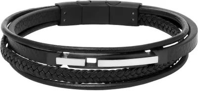 Produktbild von JEWLIX Armband aus schwarzem Kunstleder, mehrreihig