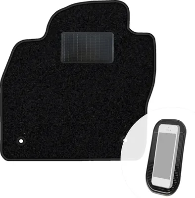 Image de moto-MOLTICO tapis de sol conducteur voiture velours côté conducteur tapis de voiture noir tapis conducteur 1 pièce adapté à VW Polo VI, Seat Ibiza V, Arona, Audi A1 III à partir de 2017