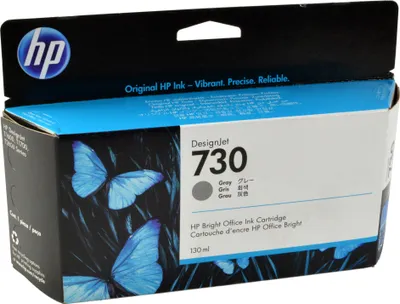 Produktbild von HP 730 DesignJet Druckerpatrone Grau 130 ml, HP DesignJet T1700 Druckerserie, Thermal Inkjet, Business, Singapur, 202 mm, 129 mm