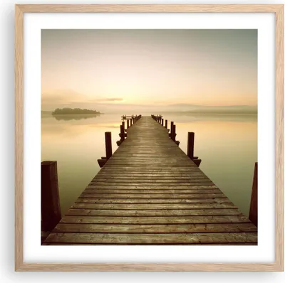 Produktbild von Gerahmtes Poster - Rahmen in heller Eiche - Brücke See - 50x50 cm - Wand Bild - Wanddeko - Wandbilder - Kunstposter - Wandposter - Bilderrahmen - Bilder - Kunstdruck - Wandbild - P2NAC50x50-3625