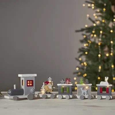 Zdjęcie produktu dla Scenka świąteczna drewniana ciuchcia Led LOKE