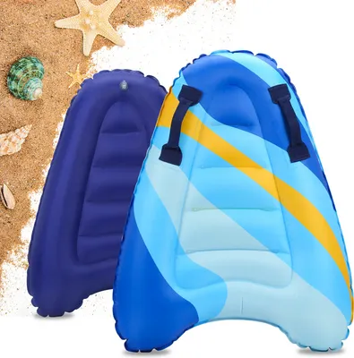 Immagine prodotto di SWANEW Bodyboard Tavole da nuoto gonfiabili Tavola da nuoto Tavola da nuoto, con maniglie, tavola da surf per bambini e adulti, tavola da surf, 72*52*15 cm - A strisce blu