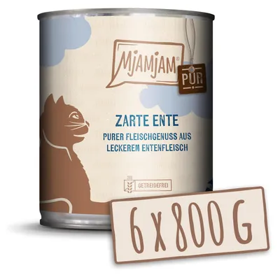 Produktbild von MjAMjAM - 6x800g Ente pur Nassfutter für Katzen Hauptfutter natur