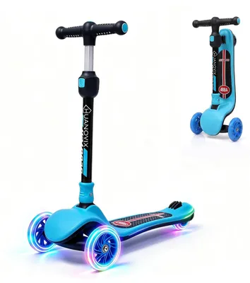 3-Rad Kinder-Scooter, klappbar, höhenverstellbar, leuchtende Räder, blau