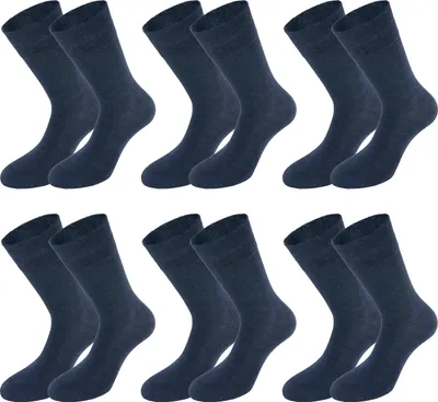 Tobeni Herren Socken 6-er Pack mit Elasthan und Softrand ohne Gummi Jeans Blau