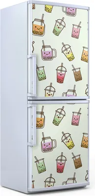 Produktbild von Kühlschrankdekoration  60x180 cm  Aufkleber auf dem Kühlschrank - Sprudel Milchtee