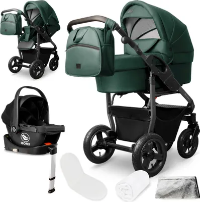Produktbild von Bergsteiger Capri Kombikinderwagen 4-in-1 – Babywanne, Sportsitz, i-Size Babyschale & Isofix-Station, Luftreifen, höhenverstellbar, faltbar, Zubehör