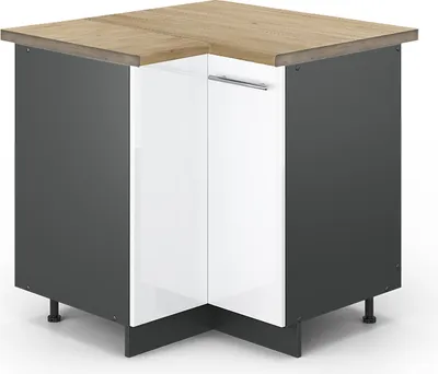 Imagen del producto de Armario de esquina Vicco Fame-Line Blanco alto brillo 80.5 cm , ET Roble, Model 46270