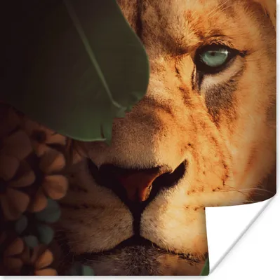 Produktbild von MuchoWow® Poster Pflanzen - Dschungel - Löwe 100x100 cm - Babyzimmer