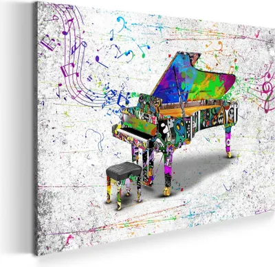 Produktbild von Wandbild Leinwandbild Street Art Klavier Kunstdruck XXL Wanddeko: 90x60x4cm