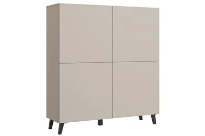 Immagine prodotto di MINIO go for it, cassettiera alta LOKET 120 cm – Elegante credenza con ampio spazio contenitivo e gambe inclinate, colore beige cashmere
