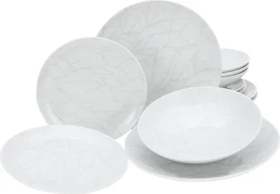 Produktbild von CreaTable, 25869, Home Blätter, Tellerset 12-tlg, Porzellan