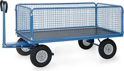 Produktbild von Fetra Handpritschenwagen mit Drahtgitterwänden und Polyurethanbereifung, 1935x995mm Ladefläche 750kg Tragkraft