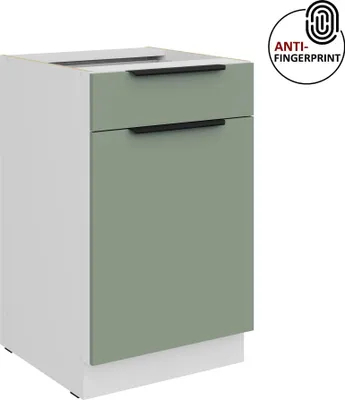 Produktbild von Küchen Unterschrank 50 cm Küche ARIA Aquamarin ultra matt + Weiss matt, hochwertige Fronten mit Anti Fingerprint Beschichtung Küchenzeile Küchenblock