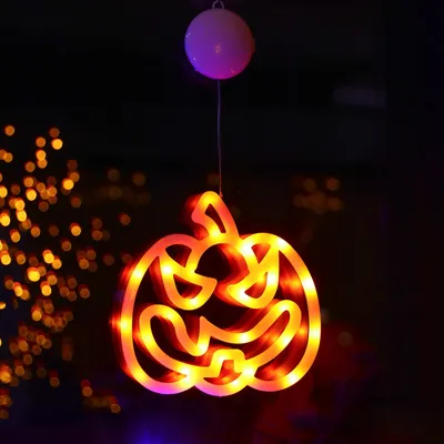 Produktbild von Halloween-Fensterlichter - LED-Dekoration als Kürbis - Batteriebetriebene LED-Dekoration für Halloween und Partys