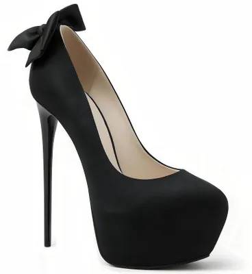 Produktbild von Plateau Pumps mit hohem Absatz und Schleife, Größe 44, schwarz, für Party