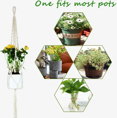 Produktbild von Darmowade-3 x Pflanzenaufhänger, Makramee Blumenampel, hängend Blumentopf mit Baumwollseil—Glücksstern