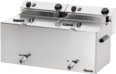 Image de Bartscher Friteuse électrique double "Professional II" avec robinet de vidange des graisses