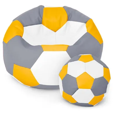 Produktbild von Fußball Sessel mit Füllung EPS Perlen Sitzsack Beanbag Sitzkissen 40cm Zitronenweißgrau Sitzkissen Kissen Sitzsäcke Wohnzimmer Sitzsackbezug Gamer