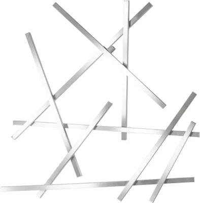 Spinder Garderobe Matches in Edelstahl mit verschränkten Metallstäben in Gesamtansicht.