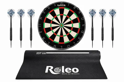 Produktbild von Keltik Steeldart Set mit Dartscheibe Dartboard, Pfeilen und Dartmatte