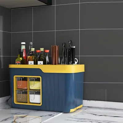 Image de Organisateur de cuisine 4 en 1 avec rangement pour couverts et épices